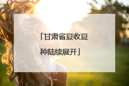 甘肃省夏收夏种陆续展开