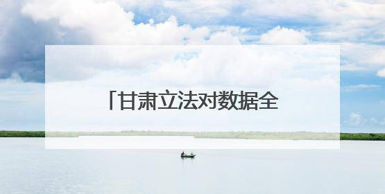 甘肃立法对数据全链条工作进行规范