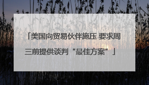 美国向贸易伙伴施压 要求周三前提供谈判“最佳方案”