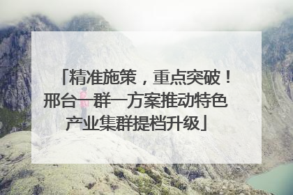 精准施策，重点突破！邢台一群一方案推动特色产业集群提档升级