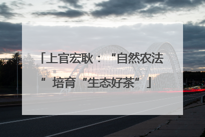 上官宏耿：“自然农法”培育“生态好茶”