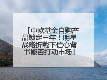 中欧基金自购产品锁定三年！明星战略折戟下信心背书能否打动市场
