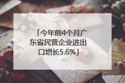 今年前4个月广东省民营企业进出口增长5.6%