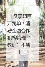又现超百万罚单！消费金融合作机构管理“教训”不断