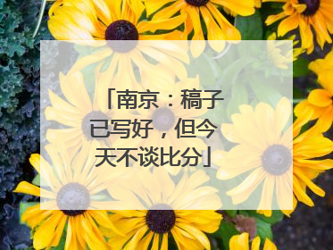 南京：稿子已写好，但今天不谈比分