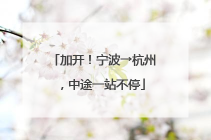加开！宁波→杭州，中途一站不停