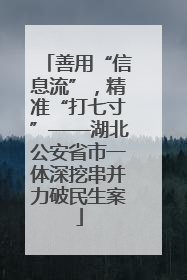 善用“信息流”，精准“打七寸”——湖北公安省市一体深挖串并力破民生案
