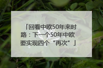 回看中欧50年来时路：下一个50年中欧要实现四个“再次”