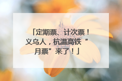 定期票、计次票！义乌人，杭温高铁“月票”来了！