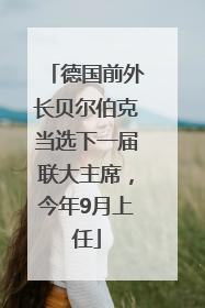 德国前外长贝尔伯克当选下一届联大主席，今年9月上任