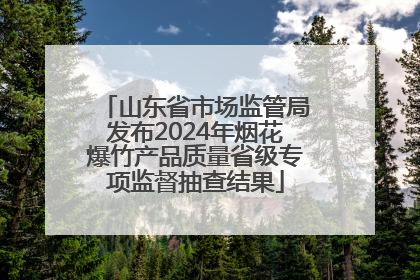 山东省市场监管局发布2024年烟花爆竹产品质量省级专项监督抽查结果