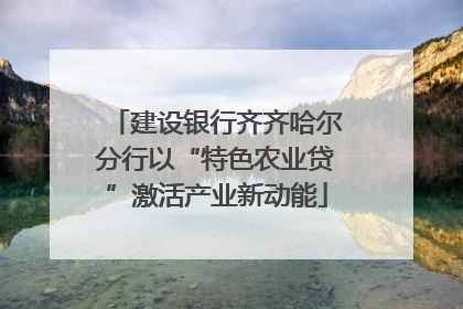 建设银行齐齐哈尔分行以“特色农业贷”激活产业新动能
