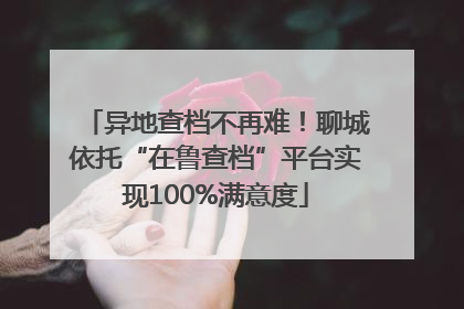 异地查档不再难！聊城依托“在鲁查档”平台实现100%满意度