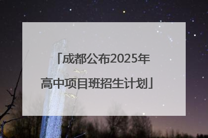 成都公布2025年高中项目班招生计划