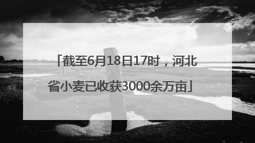 截至6月18日17时，河北省小麦已收获3000余万亩