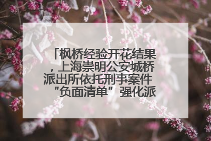 枫桥经验开花结果，上海崇明公安城桥派出所依托刑事案件“负面清单”强化派出所“主防”