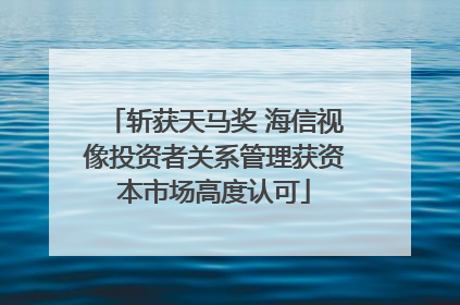 斩获天马奖 海信视像投资者关系管理获资本市场高度认可