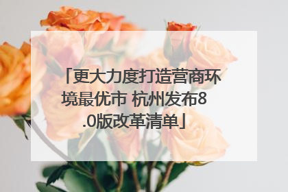 更大力度打造营商环境最优市 杭州发布8.0版改革清单