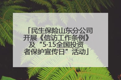 民生保险山东分公司开展《信访工作条例》及“5·15全国投资者保护宣传日”活动