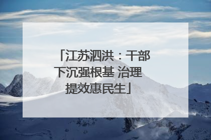 江苏泗洪：干部下沉强根基 治理提效惠民生