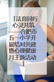 法育同行 心灵共筑——合肥市五一小学开展结对共建暨心理健康月主题活动