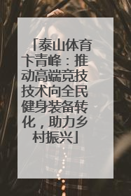 泰山体育卞青峰：推动高端竞技技术向全民健身装备转化，助力乡村振兴