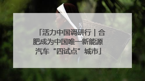 活力中国调研行｜合肥成为中国唯一新能源汽车“四试点”城市