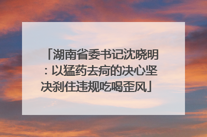 湖南省委书记沈晓明：以猛药去疴的决心坚决刹住违规吃喝歪风