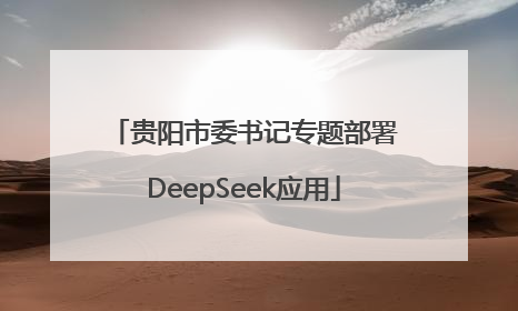 贵阳市委书记专题部署DeepSeek应用