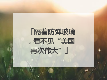 隔着防弹玻璃，看不见“美国再次伟大”