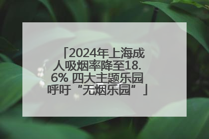 2024年上海成人吸烟率降至18.6% 四大主题乐园呼吁“无烟乐园”